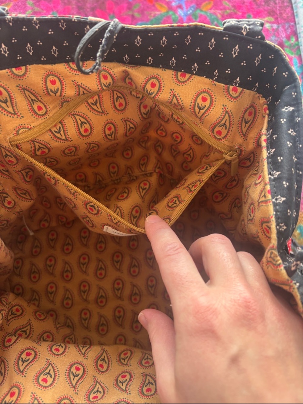 Vera Bradley Patchwork Quilted Tote - Black and Red Accents - Picture 4 of 6
